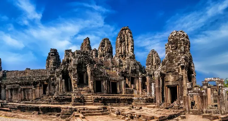 A Contemplating Monk in Angkor Wat