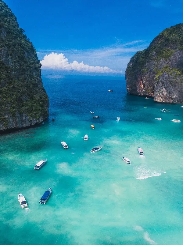 boats on the blue ocean