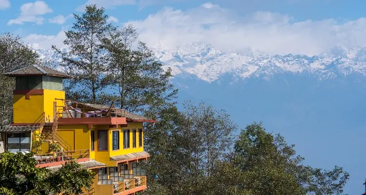 the snow mountain view from Nagarkot