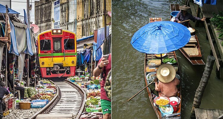 Bahn- und Schwimmender Markt